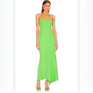 A.L.C. Sofia Asymmetrical Ribbed Maxi Dress In Agave Green. Size M